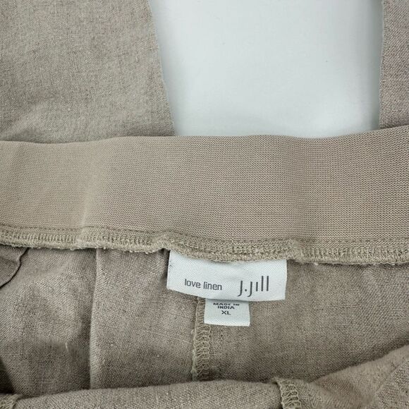 J Jill Tan Pull-On Elastic Waist 100% Linen Pants Size XL - Picture 3 of 7